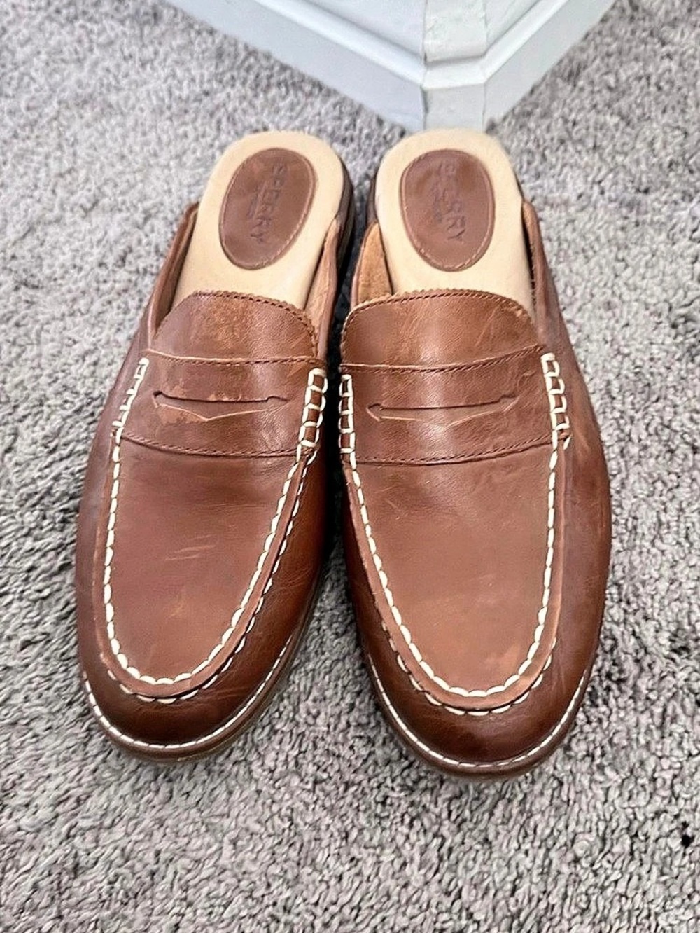 Sperry Top-Sider Brown Leather Loafer Mules – Slip-On
